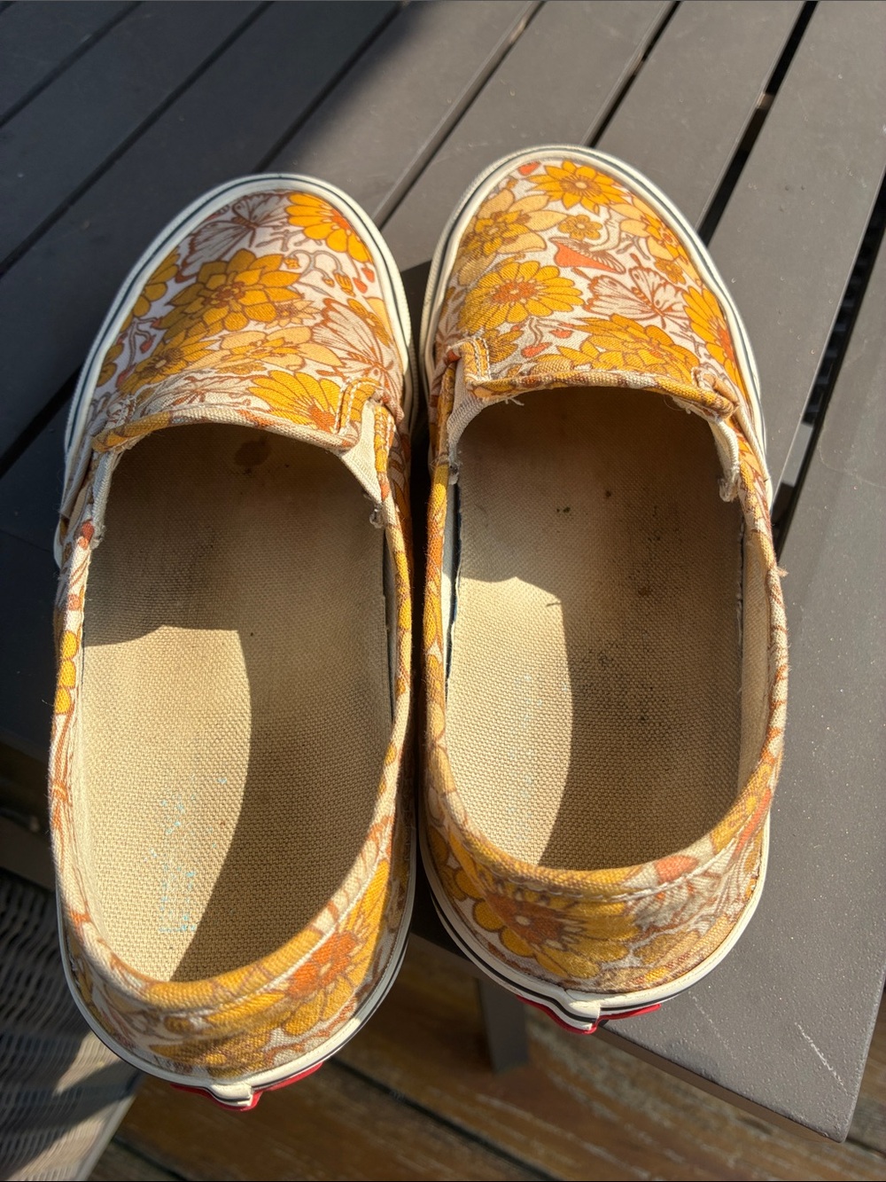 Vans Classic Slip-On Floral Sneakers in Yellow/Orange - Picture 4 of 5